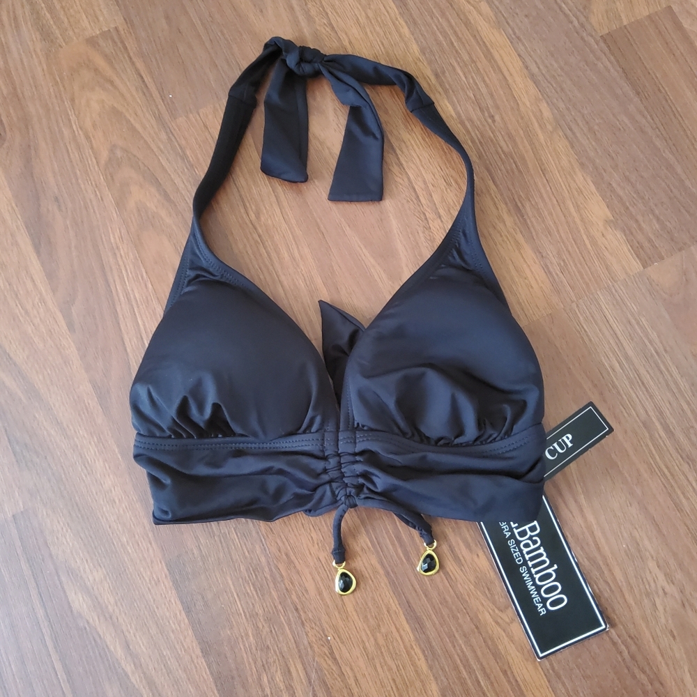 2Bamboo Halter Bikini Swimsuit Top XS / S Black New
